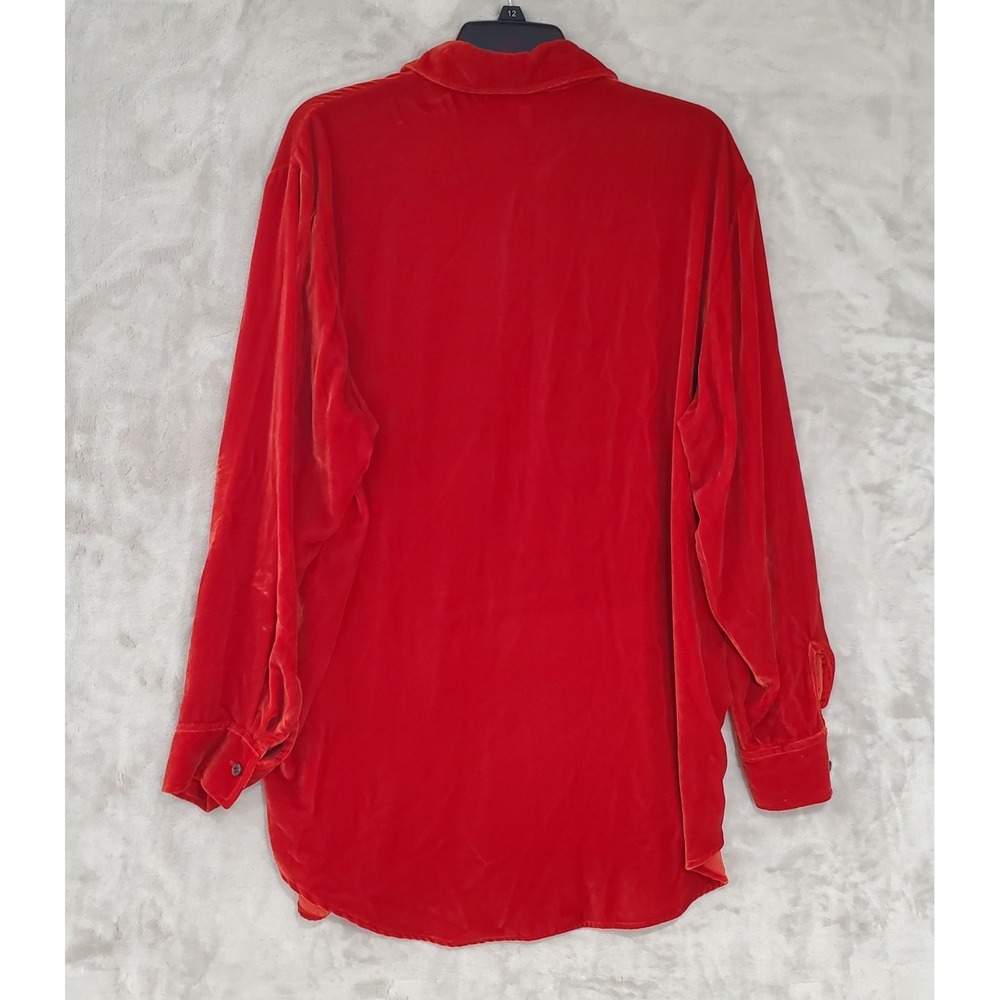 Vintage Lauren Ralph Lauren Red Velvet‎ Top Womens M Button Down Silk Blend EUC - Picture 5 of 8
